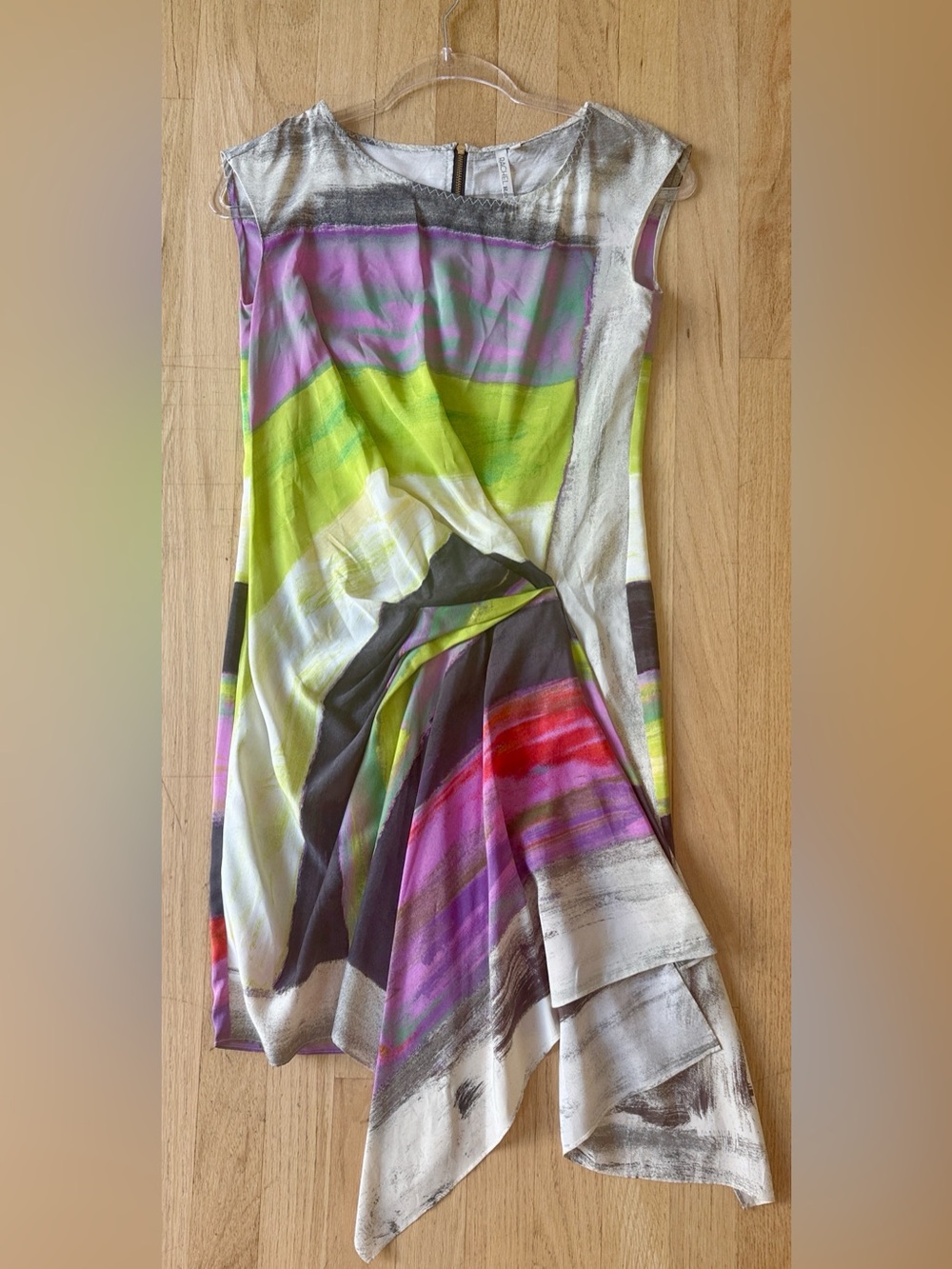 Like New! Rachel Rachel Roy Silk Multi Color / Asymmetrical Dress, sz. XS